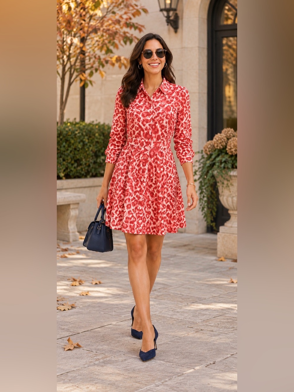 Kate Spade‎ Red and White Bishop Sleeve Dress
